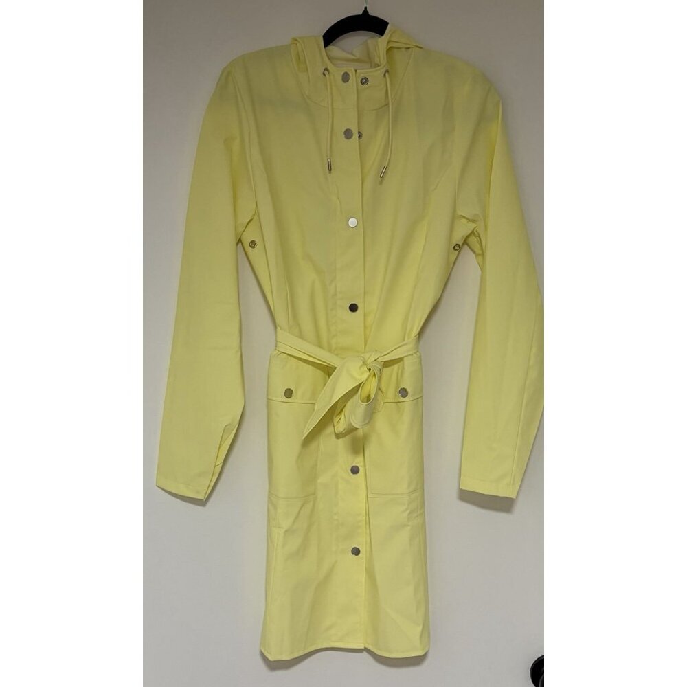 RAINS Curve Women’s Yellow Zip And Snap Closure Jacket Size Small NWT